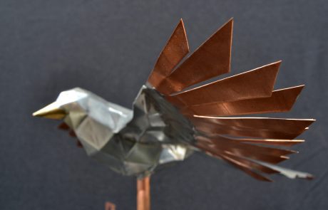 Girouette 3D pie en zinc, cuivre et laiton - aile