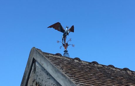 Girouette 3D Pégase en zinc et cuivre - sur toit