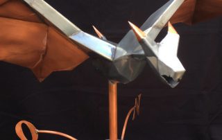Girouette 3D dragon en zinc et cuivre - face