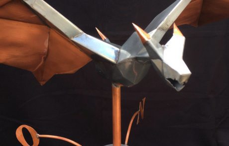 Girouette 3D dragon en zinc et cuivre - face