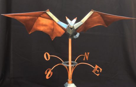 Girouette 3D dragon en zinc et cuivre - avant