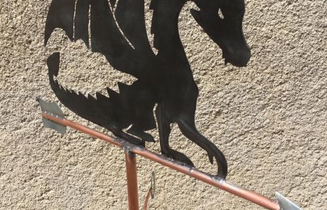 Girouette zinc fait main dragon - côté avant