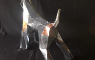 Sculpture fox-terrier fait main en zinc et cuivre - arrière