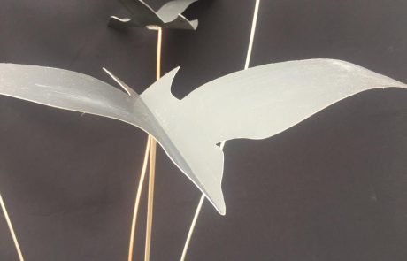 Sculpture faite main en zinc et cuivre - envolée d'oiseaux - oiseau zinc