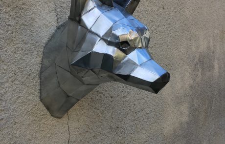 Trophée de renard fait main en zinc - gauche