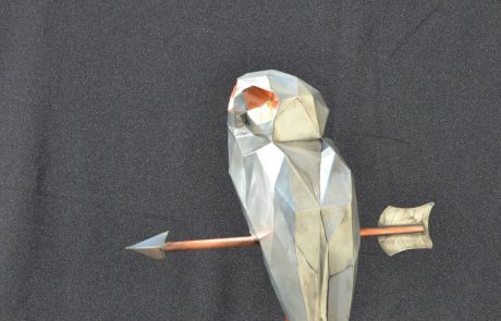 Girouette 3D de chouette en zinc et cuivre - dos